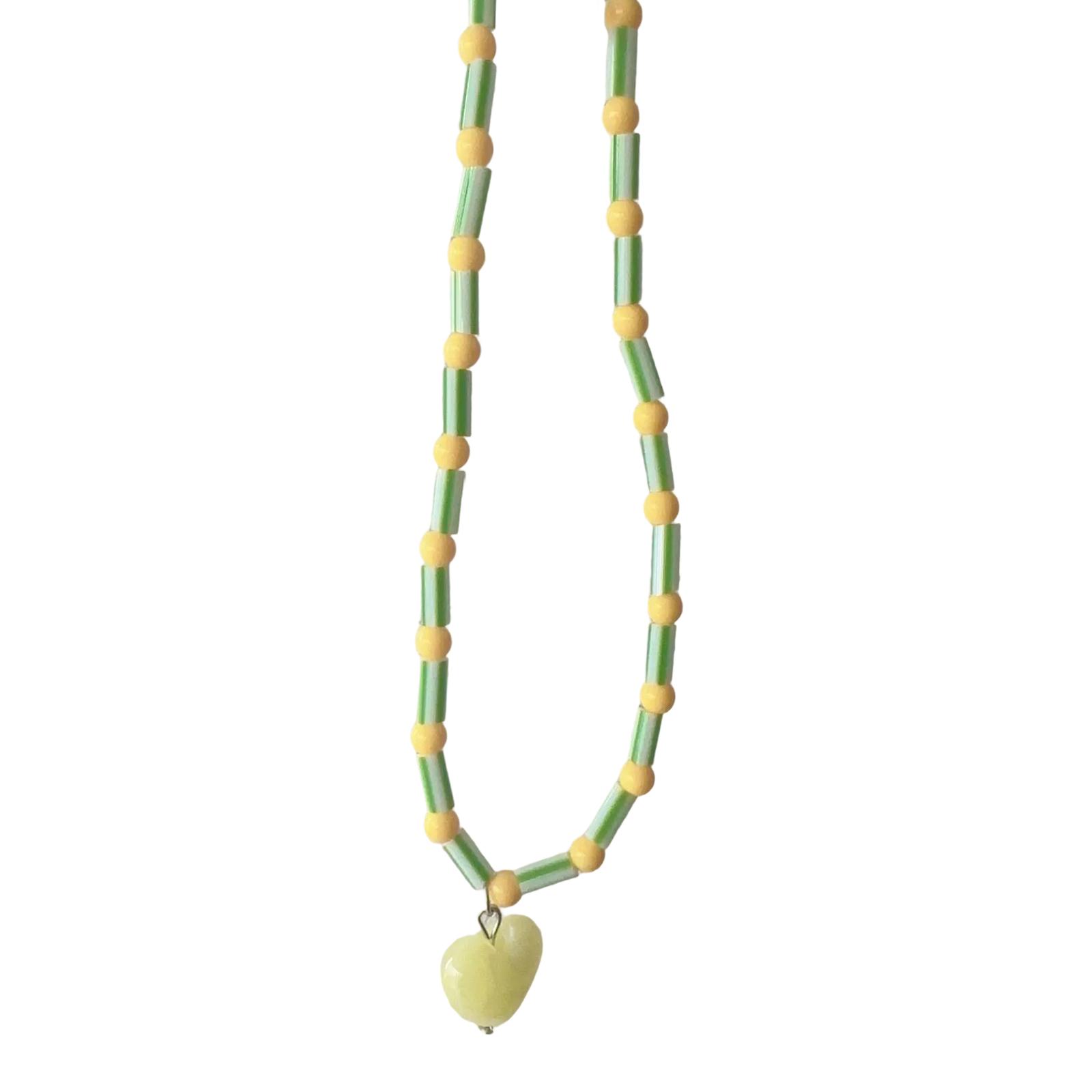 

Heart Pendant Necklace Adjustable Chain Necklace Stylish Bead Chain Necklace Resin Texture Neck Jewelry for Woman Girl