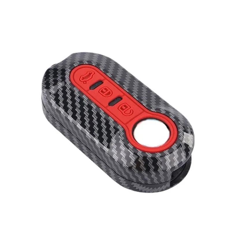 Carbon Abs Car Key Fob Shell Cover for FIAT 500 500L 500X Abarth 3-Button Folding Key auto keychain
