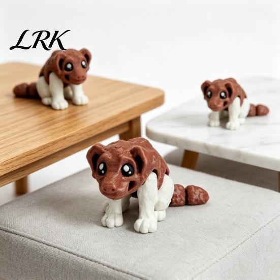 Exquisite Texture Sculpture Articulated Dog Figurine, 3D Printed Cute Puppy with Movable Joints, Ornament Colorful Desk Pet for Home Office,