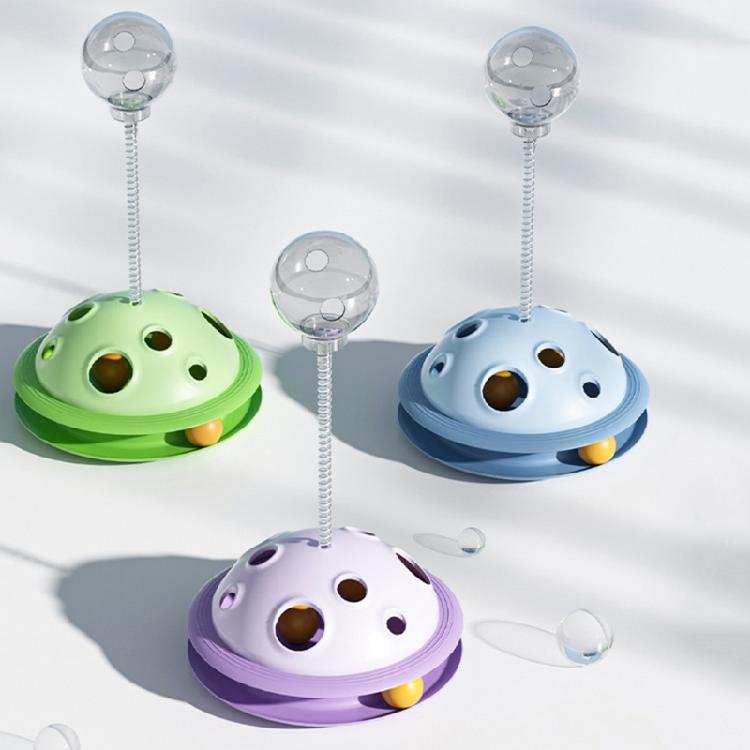 Interactive Cats Toy Slow Feeder with Teasing Track Balls Base Table Tennis