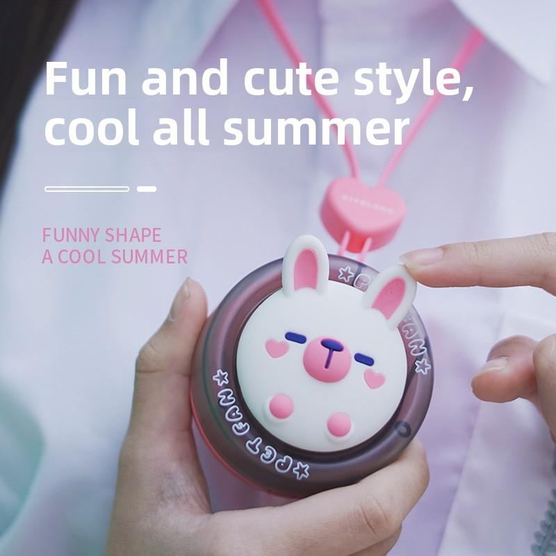 Cute Animal Hanging Fan - USB Rechargeable Hanging Neck Fan, Portable Non-blade Hanging Neck Fan
