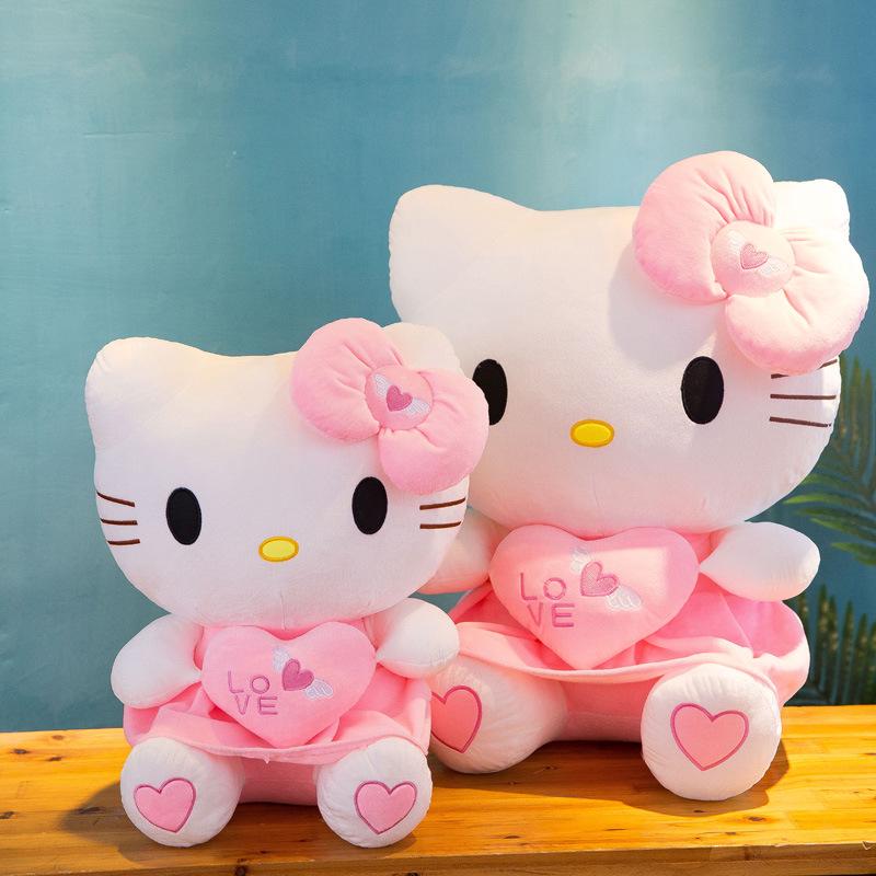Angel Cat Plush Toy - Heart-Holding Cat Girl Doll, Children's Pillow, Perfect Gift or Claw Machine Prize