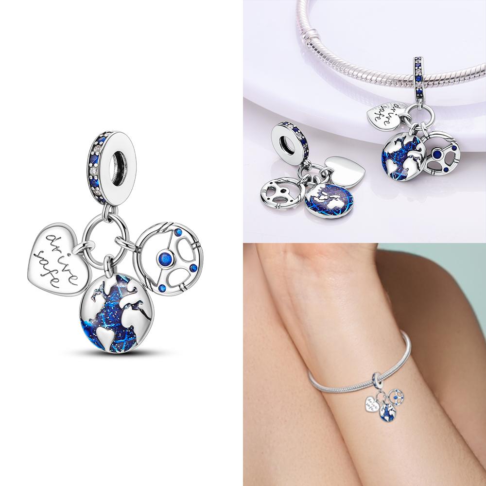 Charms Copper Original Blue Ocean Travel Cabin For Ships Planes Beads Fit Bracelet Women Jewelry Making Diy