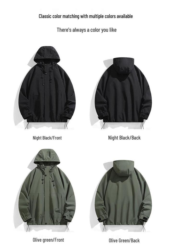 Spring/Autumn Hooded Workwear Jacket: Windproof, Waterproof, Casual Sports Outerwear for Men & Women