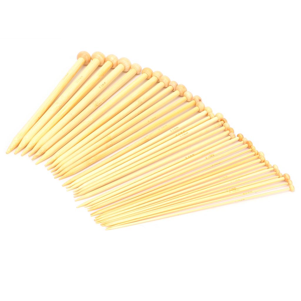 36pcs Knitting Needle Bleached Bamboo Single Tip Crochet for Sewing Clothes Shoes Gloves