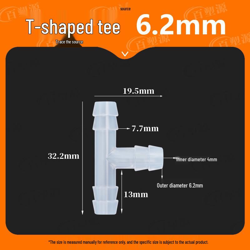 High-Temp Resistant Plastic Hose T-Connector, Quick Connect Fish Tank Accessory, PP Material