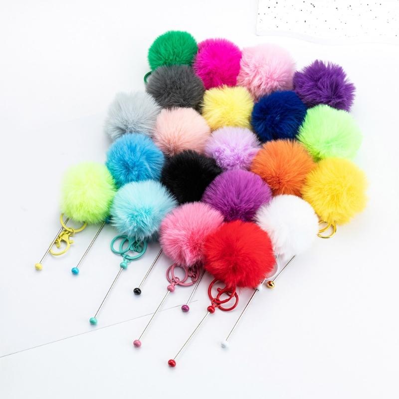 12Pcs Beadable Keychain Charm for Projects and Jewelry Craft Supplies in Bright Color for Student and Kids Daily Use
