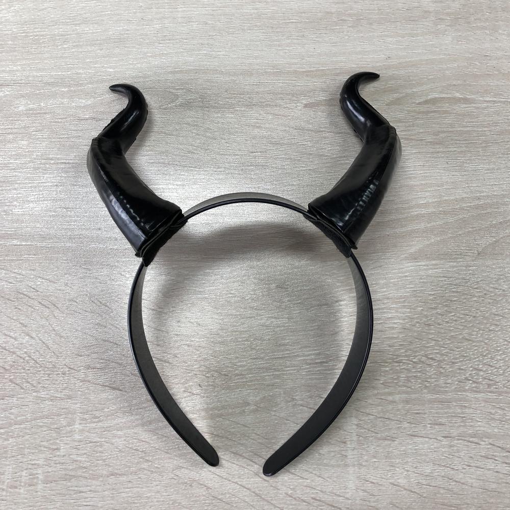 Fascia per capelli da strega regina diavolo con corna nere da donna, fascia per cosplay animale con corna, copricapo testa di diavolo, costume per festa di Natale Halloween
