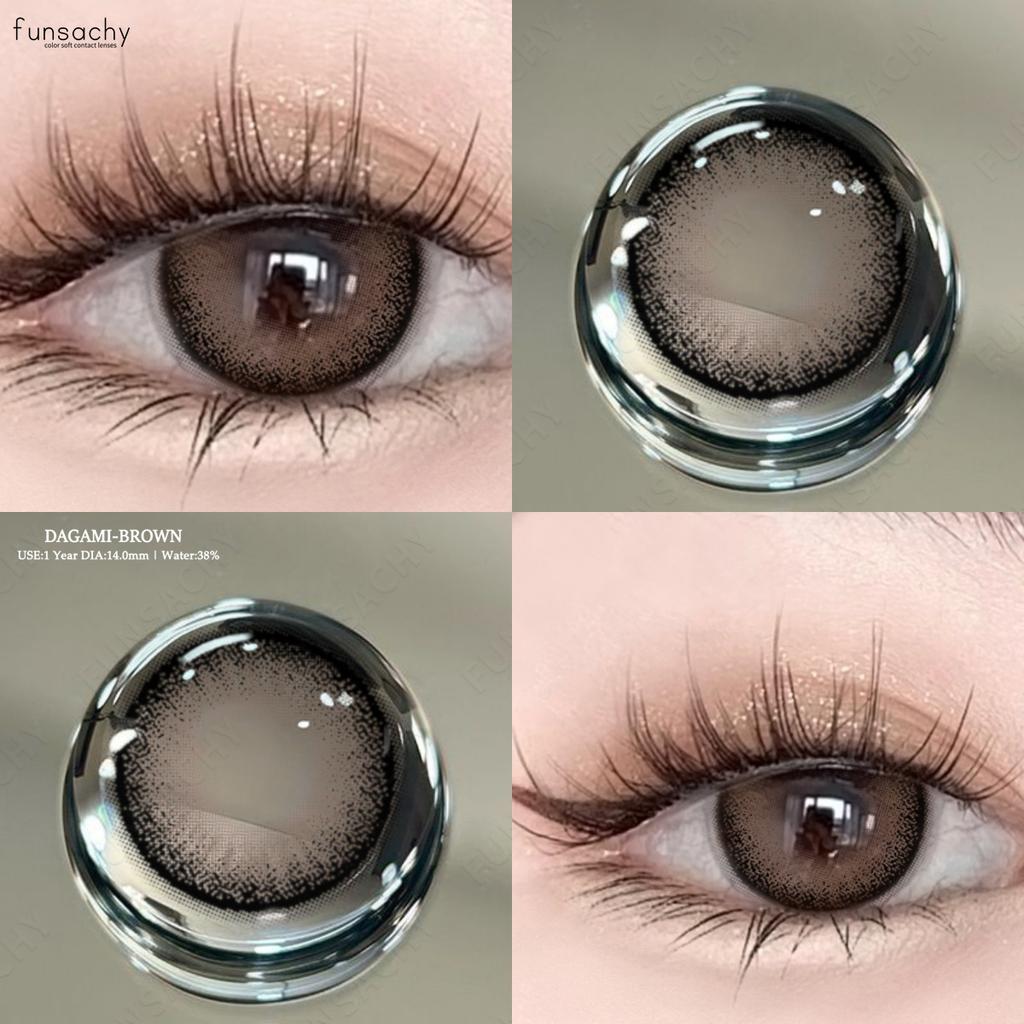 FUNSACHY 1pair Colored Contacts Lenses Fashion Blue Lense Brown Contact Colorful High Quality Lenses Makeup Contact Lens Yearly