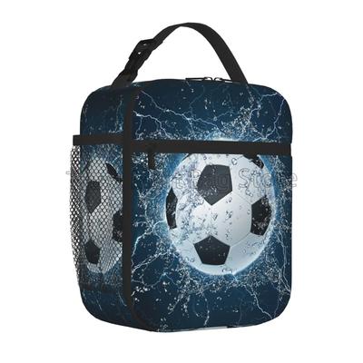 Fotbollsisolerade matkassar Kylväska Tote Organizer-väskor Återanvändbar matlåda för kvinnor Flickor Pojkar Skola Arbete Picknick Camping Tra...