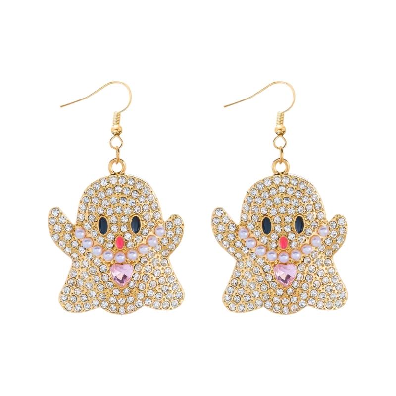 Alloy Halloween Earrings Pair, Holiday Accessory with Embellished Front for Party Outfits, Dress Up Looks and Photos