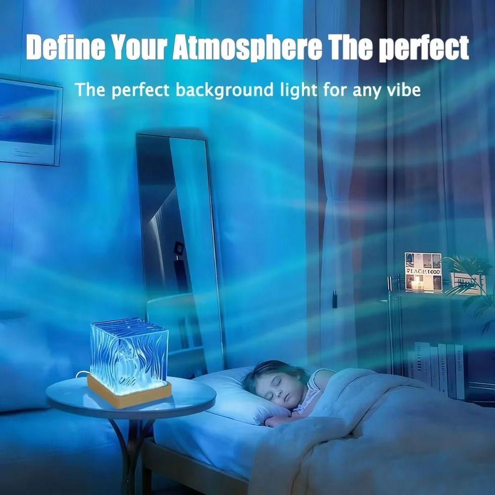 Remote Control Water Ripple Lamp RGB Color Changing Cube Atmosphere Lamp Bedroom Night Light