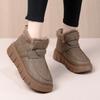Fashion Snow Boots Cotton Shoes Women's Leather Bean Shoes in Winter New Soft Sole with Velvet Thickening Warm