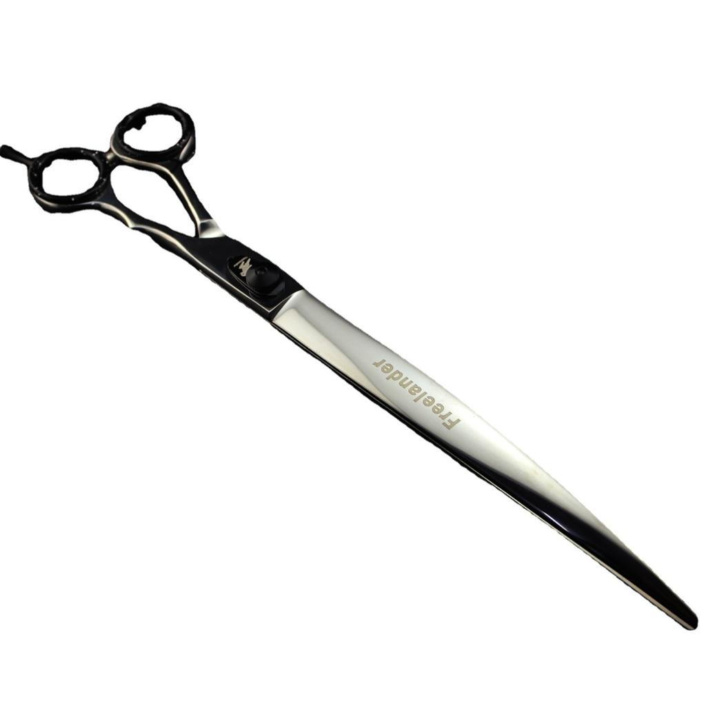 VG10 10-inch Pet Scissors, Bright Hand Type, Curved Scissors, Pet Beauty Scissors, Professional Grade for Foreign Trade Goods, Free Leather Bag.