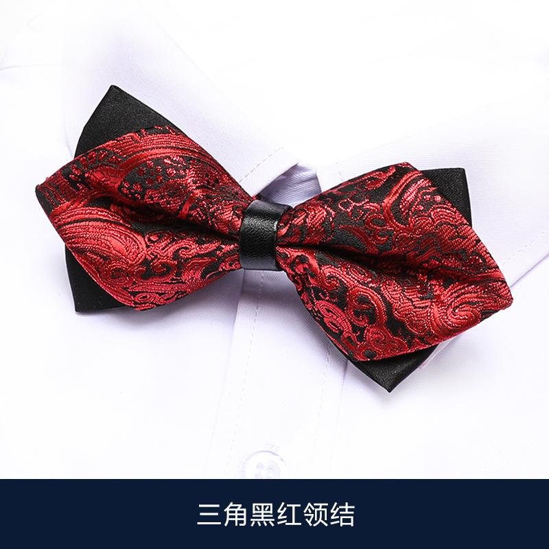 Men'S Bow Tie Best Man Groom Burgundy Solid Color Double Triangle Shirt Wedding Wedding British Korean Edition Bow Women