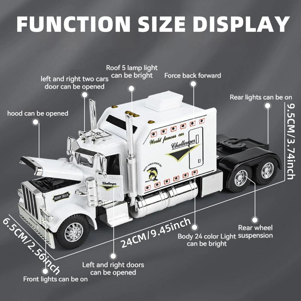 1:24 Scale Peterbilt 389 Tractor Trailer Play Toy Truck Vehicle for Kids, Lonestar Design, With Functions, Pre Built Semi, Reali