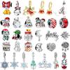 Christmas Original Copper Charms Snow Santa Claus Earrings Beads Fit Necklace Bracelets Diy Gifts Fine Jewelry