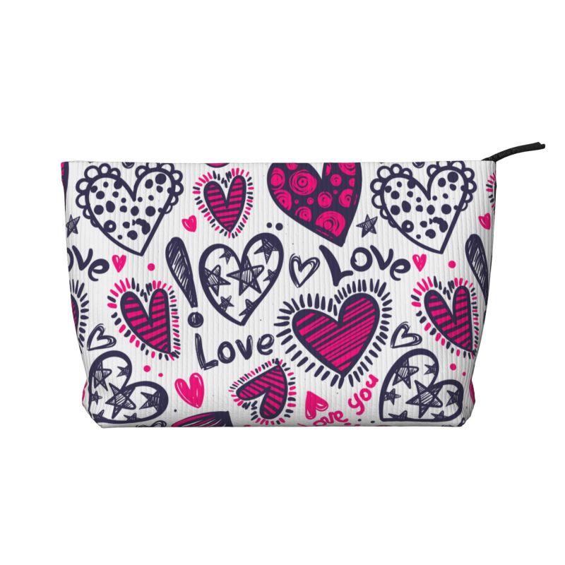 

Custom Pink Red Love Hearts Print Toiletry Bag Women Travel Cosmetic Makeup Organizer Lady Portable Storage Dopp Kit Case