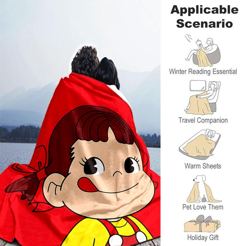 1pc Blanket Peko Chan Print Design, Lightweight Blanket for Sofa, Bed- Soft &Warm, Gift for All Seasons like Christmas, Halloween