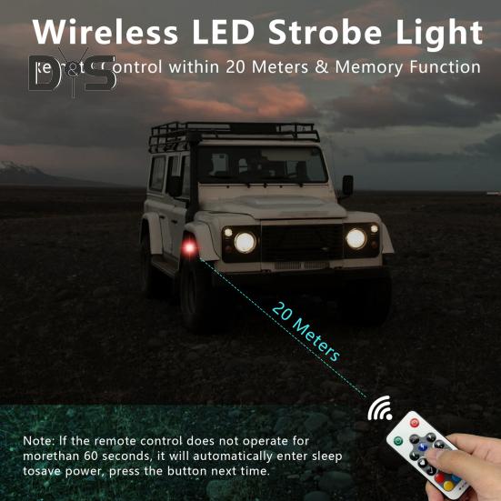 Bezdrátová LED stroboskopická světla s dálkovým ovládáním, vodotěsná dobíjecí 500mAh s vysokým jasem, blikající auto, noční výstražná světla pro auto, motocykl, kolo