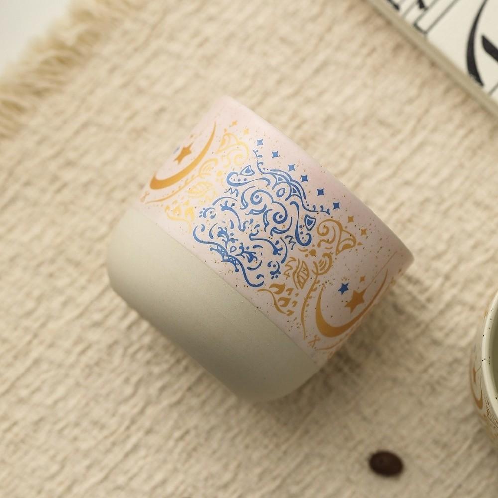 Retro Ceramic Coffee Cup Arabic Style Milk Cup Traditional Flat Bottomed Cup Home Use