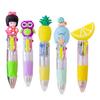 Cute 4-Color Ballpoint Pen Animal Toppers Retractable Cartoon Pens 0.7mm Tip Novelty Writing Pen for School Supplies