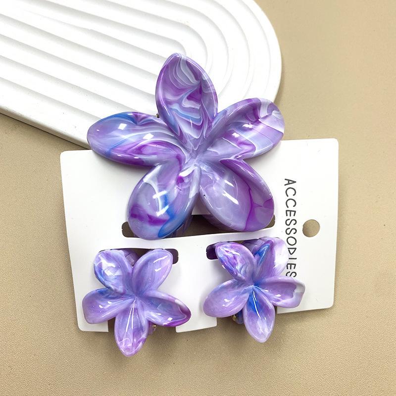 Summer Hawaiian Flower Hair Claw Clip Fashion Plastic Flower Hairpins Ponytail Clips Barrettes Beach Hair Accessories Headwear