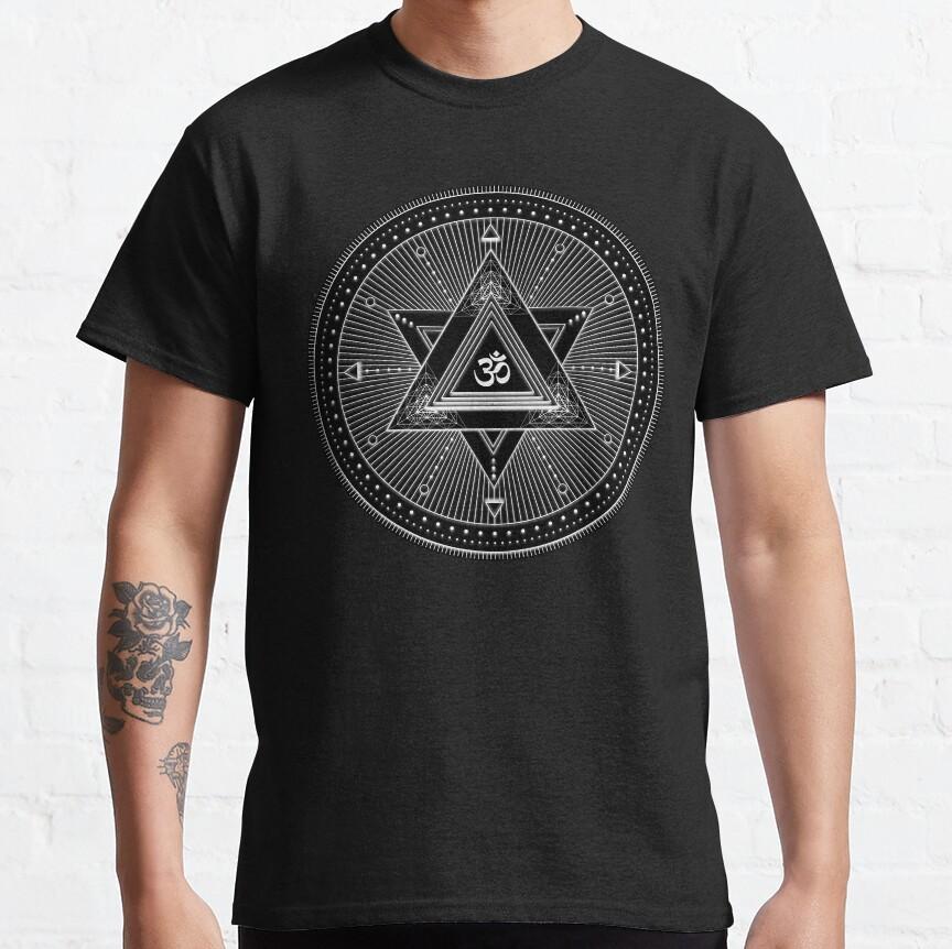 

Aum Mandala sacred geometry T-Shirt for Men spiritual magic zen symbol 100% Cotton printed T Shirt for man plus size Clothing 4XL