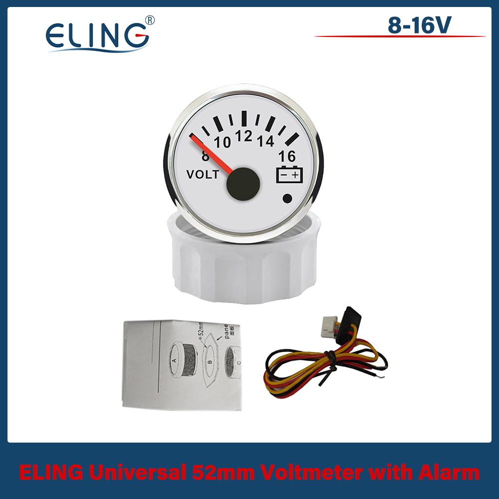ELING Newest Waterproof 52mm 8-16V 18-32V Voltmeter with Red Backlight and Alarm for Car Boat Yacht Truck Motorcycle Universal