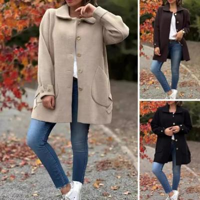 Dames Uni Kleur Jas Herfst Lente Vest Jas Lange Mouwen Omgeslagen Kraag Enkele Rij Knoppen Losse Pasvorm Daten Woon-werkverkeer