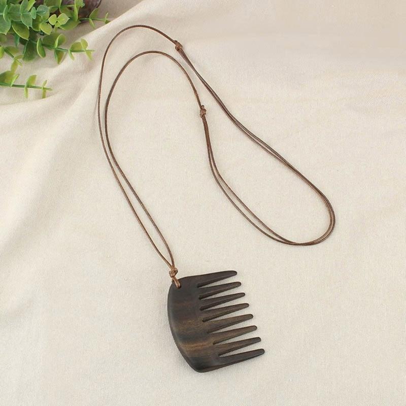 Módní náhrdelník s dřevěným hřebenem, nastavitelná délka, klíční kost, přenosný, dámské šperky pro úpravu vlasů
