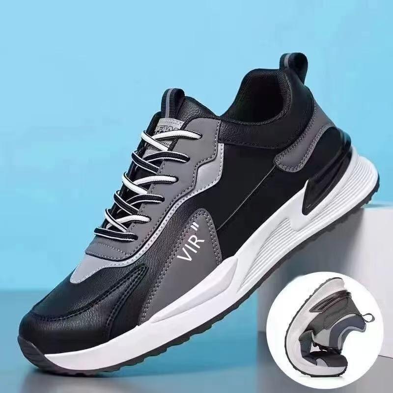 Men's spring and autumn new leather shoes lightweight running casual sports shoes platform running shoes casual