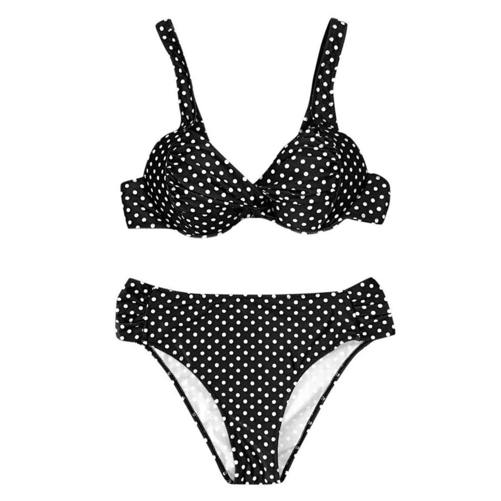 

Жіночий купальний костюм із квітковим принтом, літній набір бікіні з пейслі M чорний