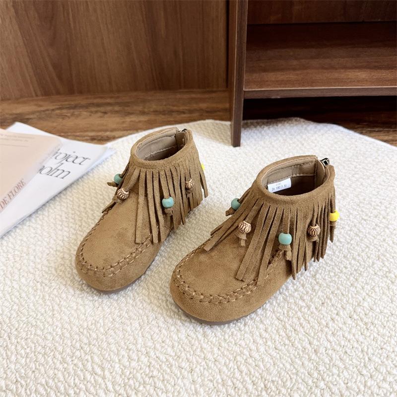 

Девичьи ботильоны с кисточками из мягкой кожи, винтажные кожаные ботинки цвета майяр 37 абрикосовый