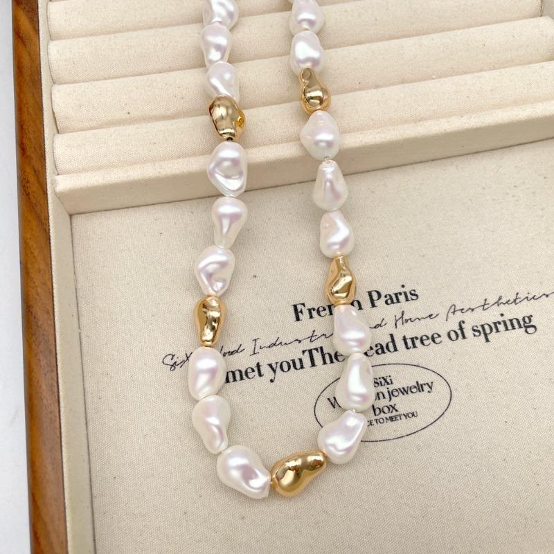 Collier Meier en perles baroques irrégulières - ras-de-cou coloré minimaliste chic haut de gamme pour femmes