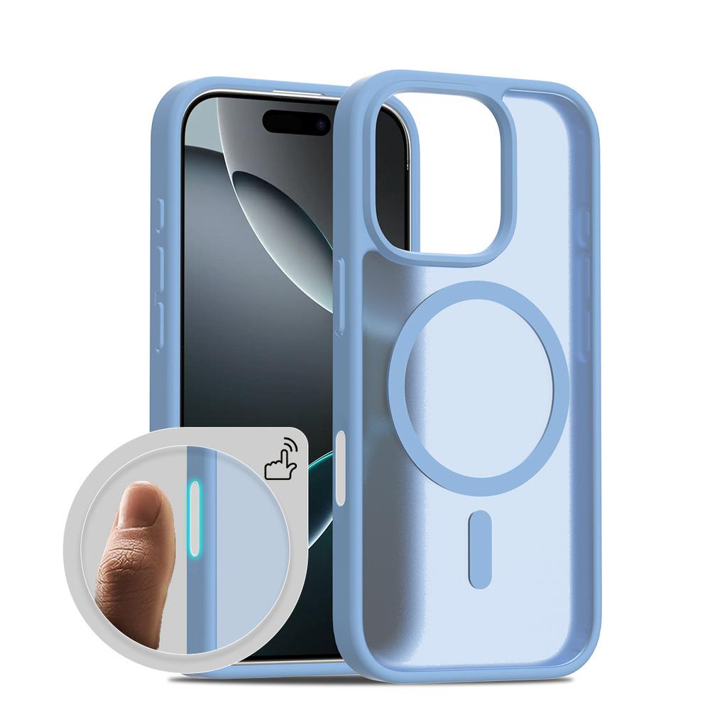 For Apple 17pro Max Transparent Black 2-in-1 Mobile Phone Case Frosted Magnetic AI Smart Button 16e Mobile Phone Case