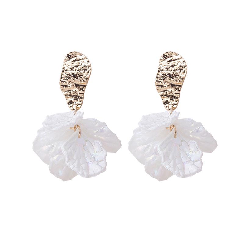 

925 Silver Needle Pearlescent Crackle Shell Flower Earrings - Fairy Style Design