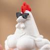 3D Printed Muscle Chicken Figurine Funny Cool Rooster Statue with Sunglasses Collectible Muscular Cock Desktop Ornament for Home Office Executive Desk