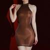 Sexy Women 5D 912 Pin Micro Mini Dress Halter Elastic Bodycon Tights  Glossy Shiny Hip Maid Cute Skirt Party Date Ootd Fashion