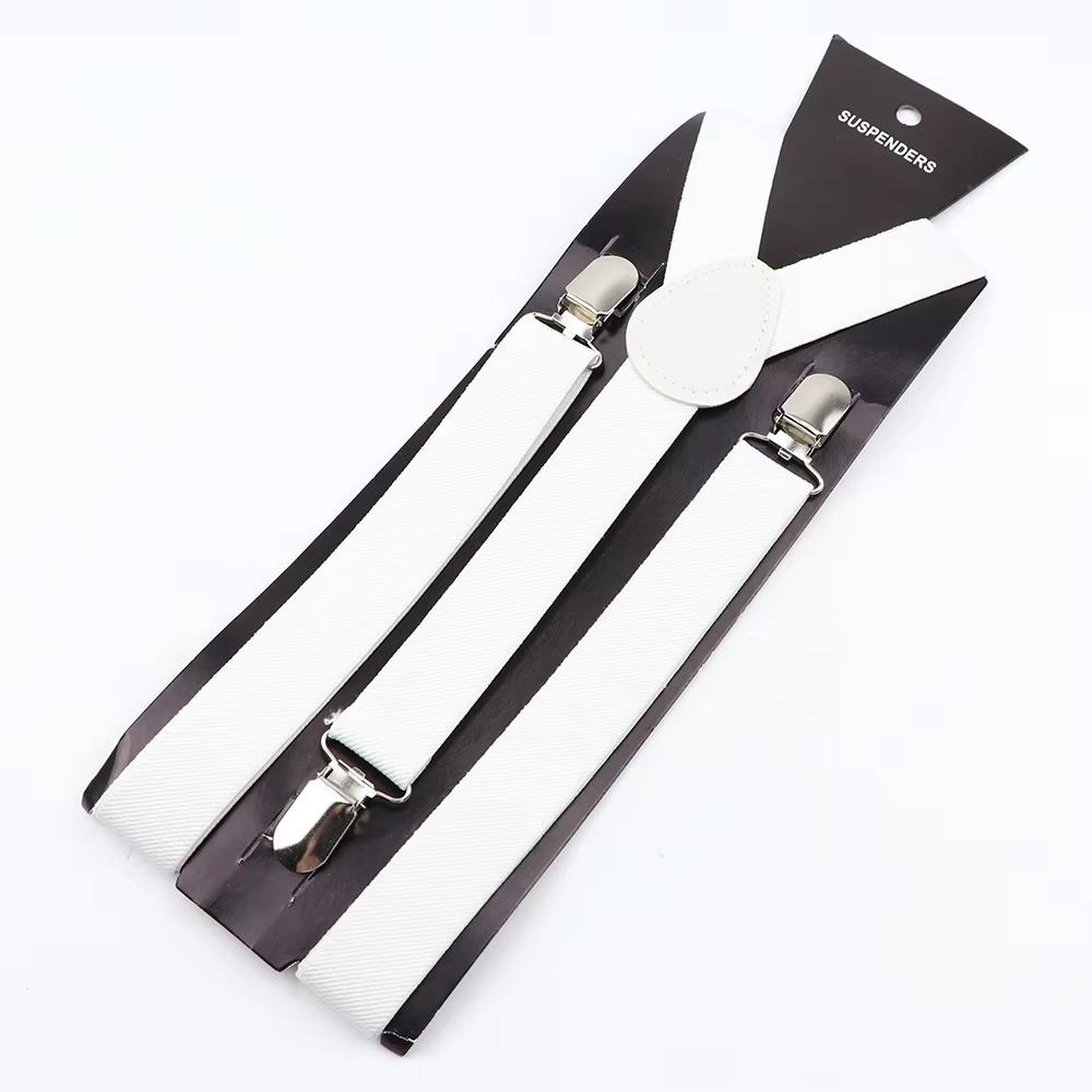 Men s Wear Solid Color Suspenders Adjustable Unisex Y-Back Braces Clip-On Suspenders белый