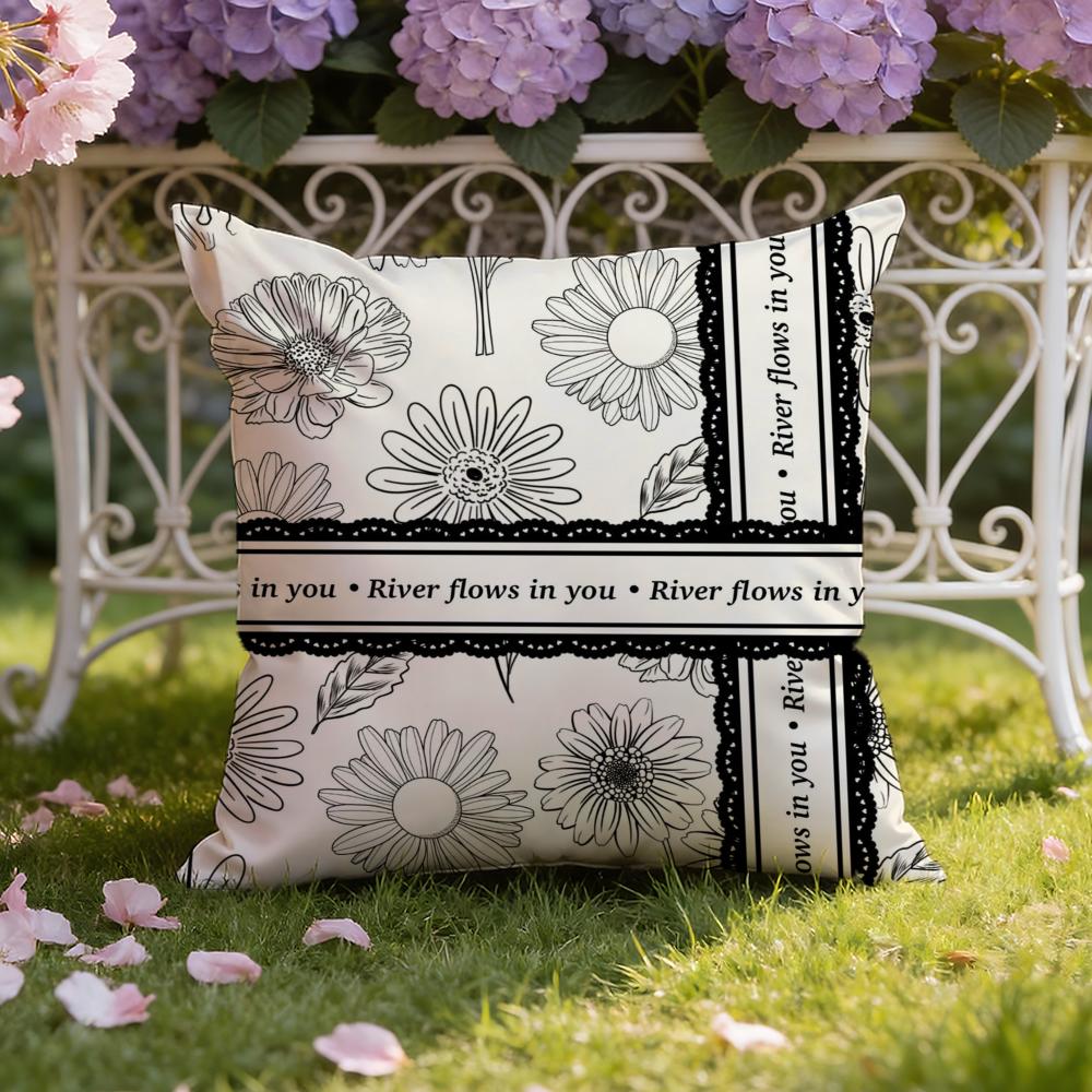 Beautiful Retro Flowers Cushion Cover Home & Car Dual-Scene Pillow Cover: Reversible for Premium Comfort