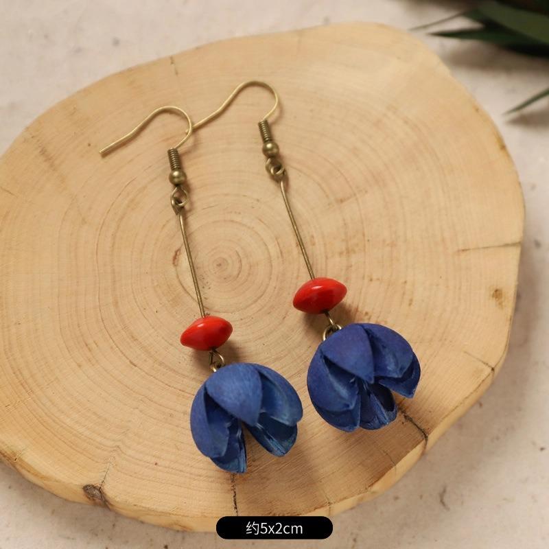 Original Design Traditional Chinese Medicine Plant Earrings Retro Literature Natural Fruit Handmade Long Earrings Women