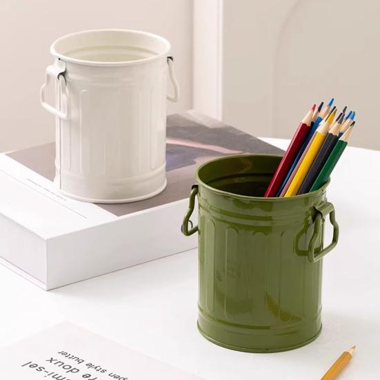 Pen Holder Compact Size Desk Tidy Organizer Iron Material Multi-Use Makeup Brush Tool Decorative Desktop Accessory