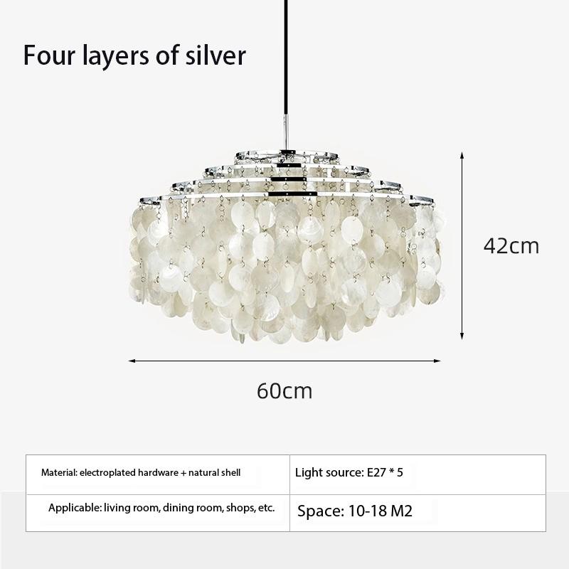 Romantic Led Shell Chandelier Modern Simple Pendent Lamp Natural Shell Wind Chime Lamp Villa Restaurant Suspended Hanging Lamp
