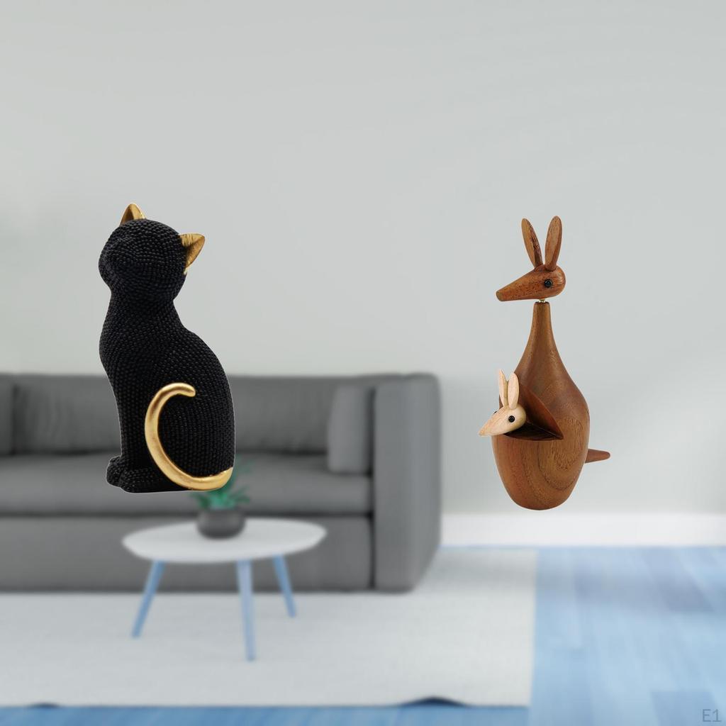 Cat Statue Decorative Figurine Resin Collectible Desktop Ornament Animal Sculpture for Entrance