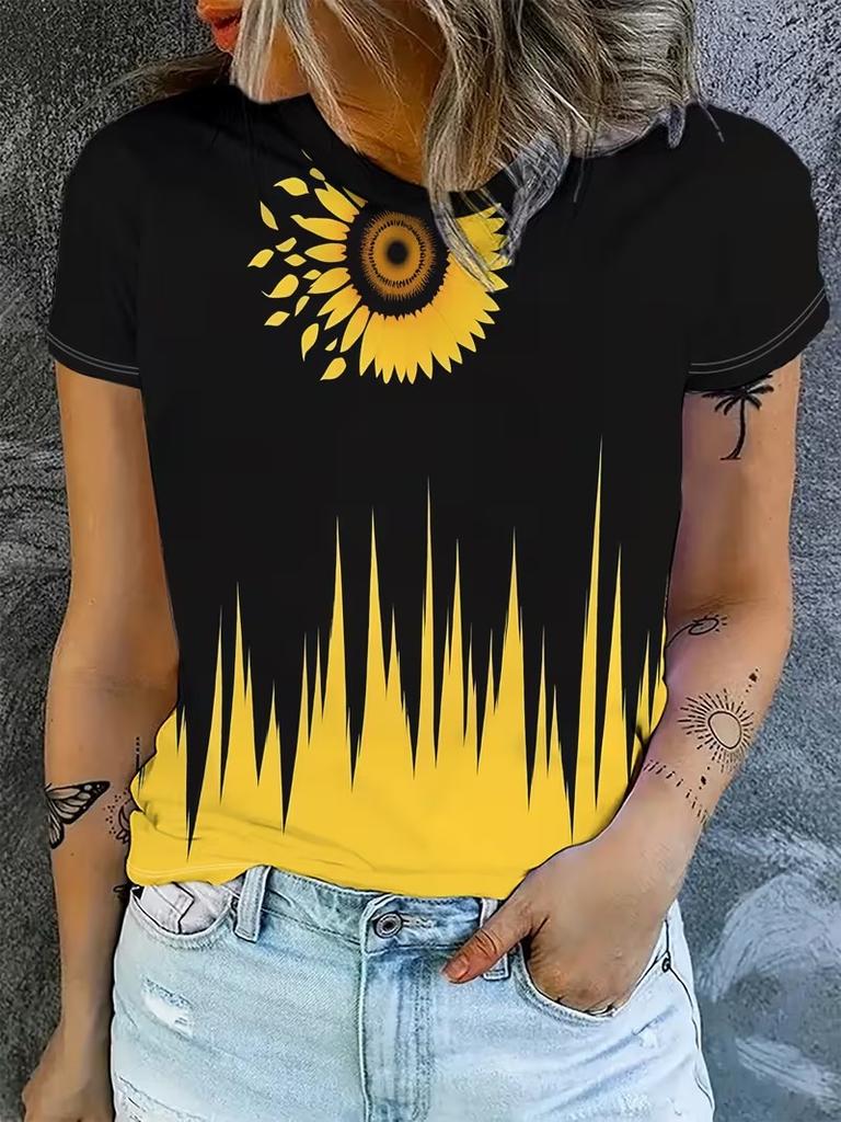 T-shirt Stampata 3D da Donna Magliette Oversize Top Estivi Nuove T-shirt Harajuku Top Y2k Maniche Corte Larghe Felpe Abbigliamento