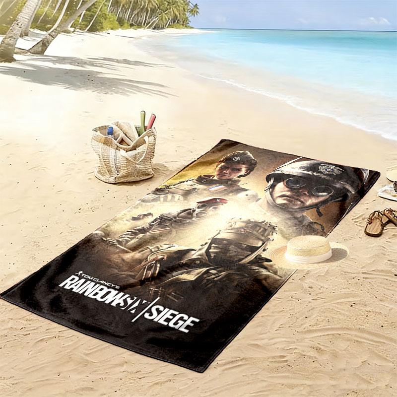 R6S Print Beach Towel, Large Soft Quick Dry Towel for Beach Camping Swimming