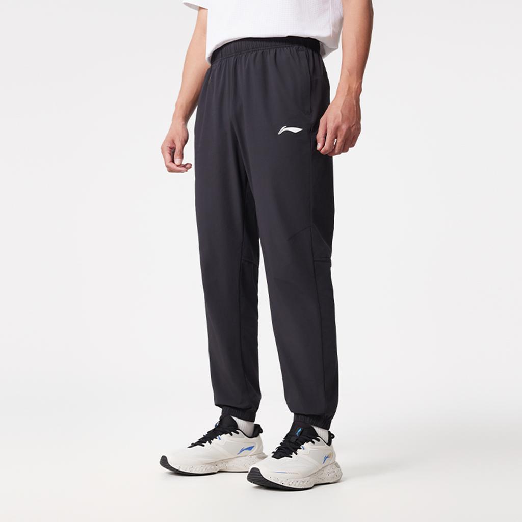 Li-Ning Plain Tapered Casual Knitted Sports Pants Men Bottoms Black AYKV129-1