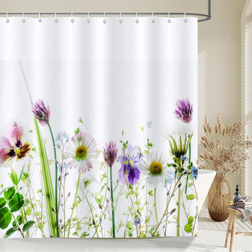 Dandelion Natural Flowers Shower Curtains Waterproof Bathroom Curtain Bath Curtain High Quality With Hooks Shower Curtain