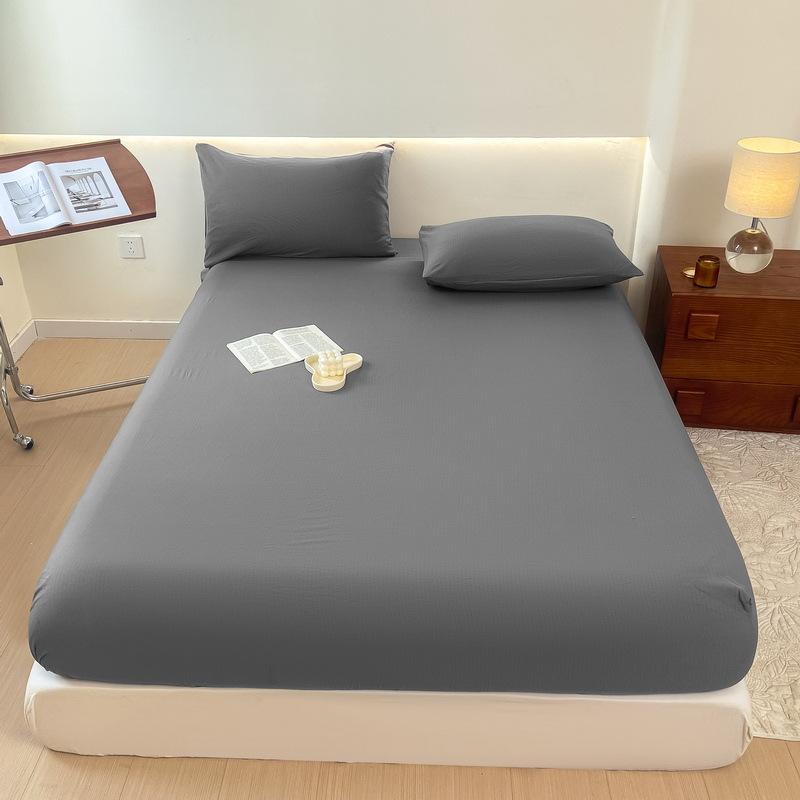 Baumwoll-Spannbettlaken Einfarbig mit Gummizug Rutschfest Verstellbarer Matratzenbezug für Doppel-, King-, Queen-Bett 150x200 200x220cm